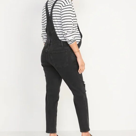 Maternity Side-Panel OG Straight Jean Overalls - Picture 2 of 5